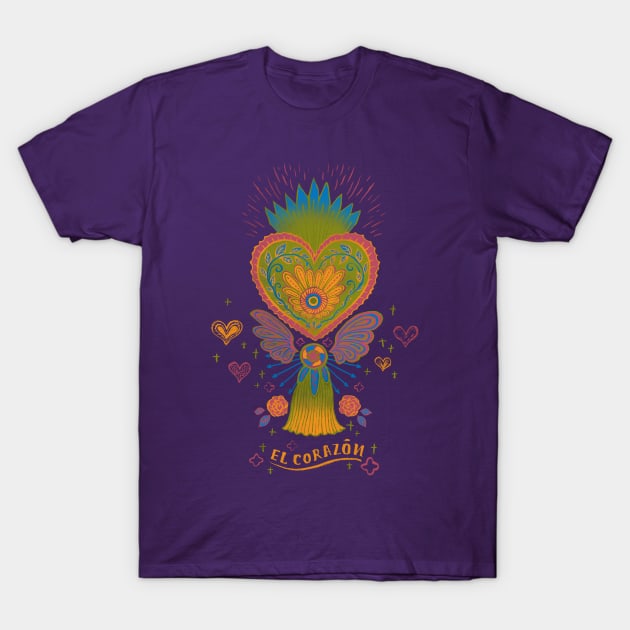 Mexican Heart Tassel (Corazon) - Purple T-Shirt by akaneyabushita